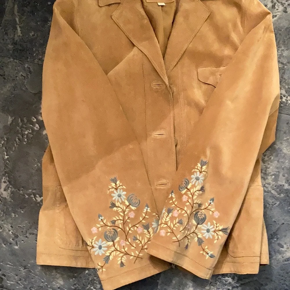 J.Jill leather blazer with flowers - Picture 6 of 9